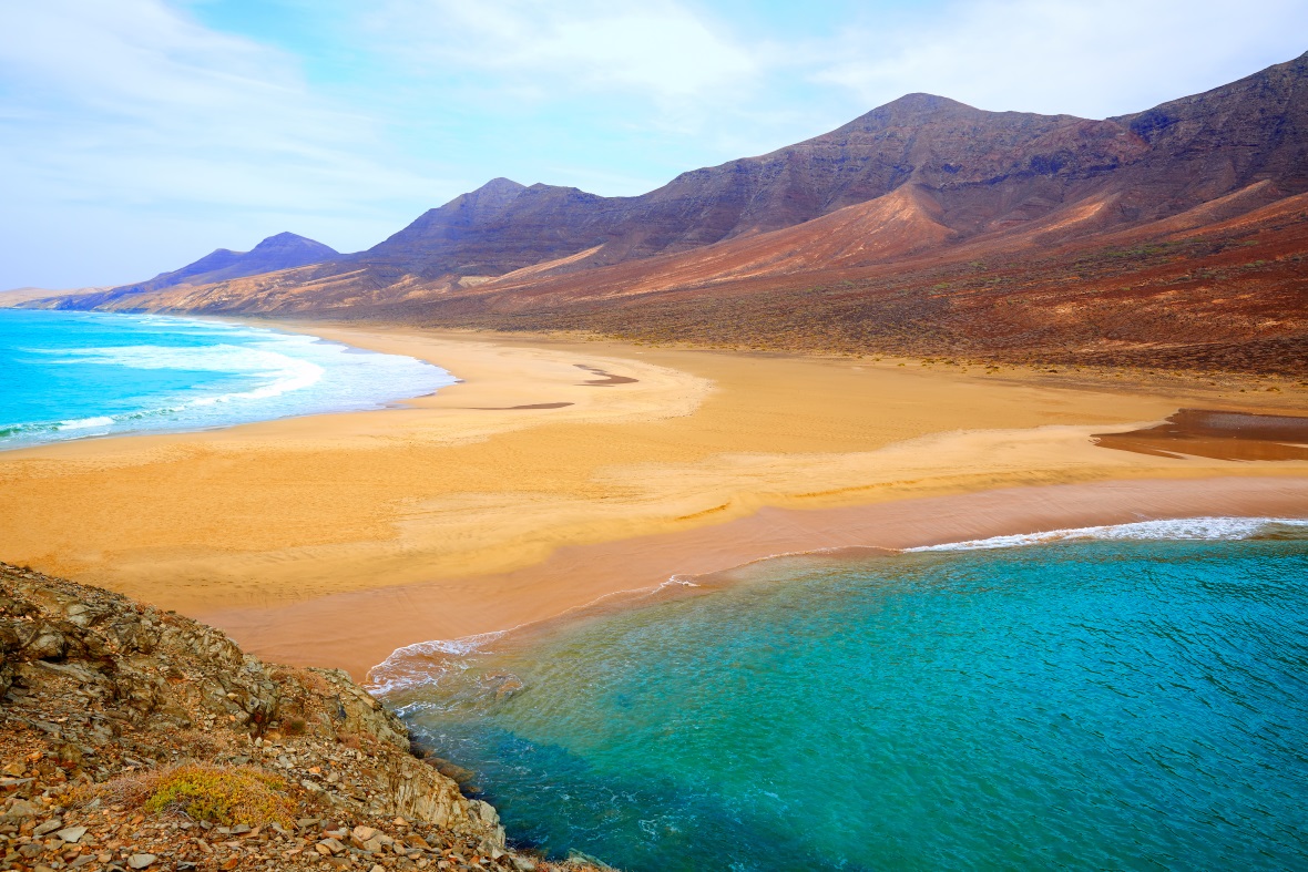 Pláž Cofete na ostrově Fuerteventura.