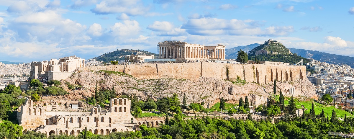 Pohled na Akropoli v Athénách