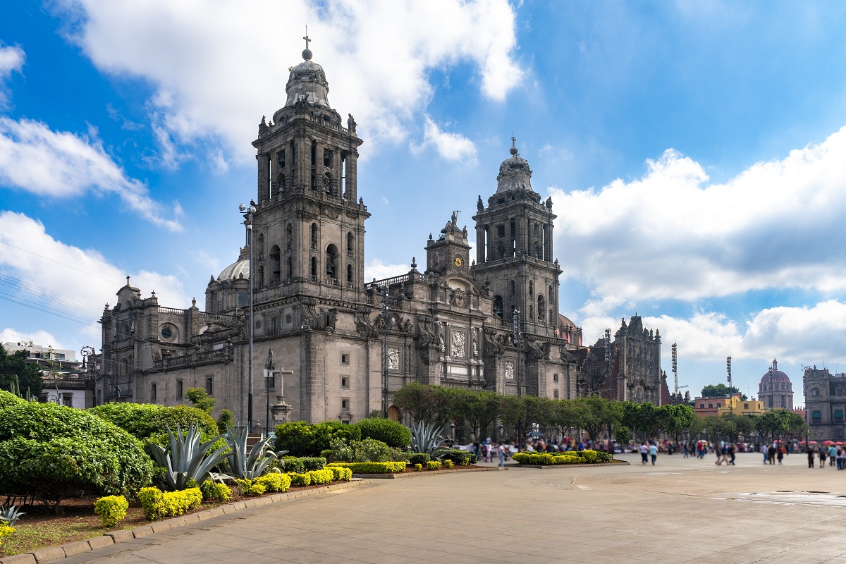 Metropolitní katedrála v Zócalo v Mexico City